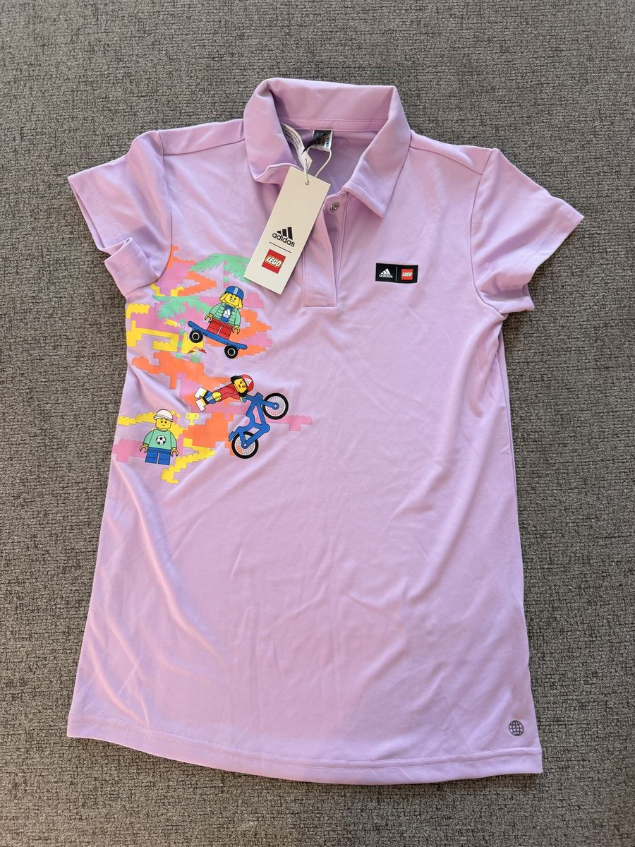 Adidas x LEGO Girls Short Sleeve Polo Shirt Purple Size 5T NWT