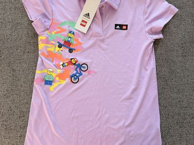 Adidas x LEGO Girls Short Sleeve Polo Shirt Purple Size 5T NWT