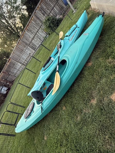 Set of 2 Kayaks - 10ft Lifetime & 9ft Sun Dolphin with 1 Paddle and Anchors
