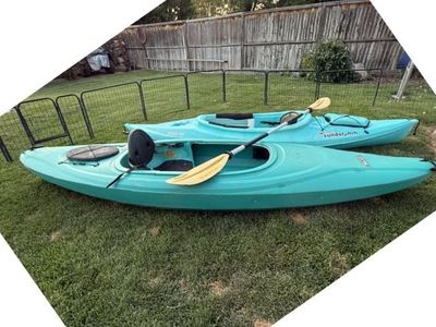 Set of 2 Kayaks - 10ft Lifetime & 9ft Sun Dolphin with 1 Paddle and Anchors