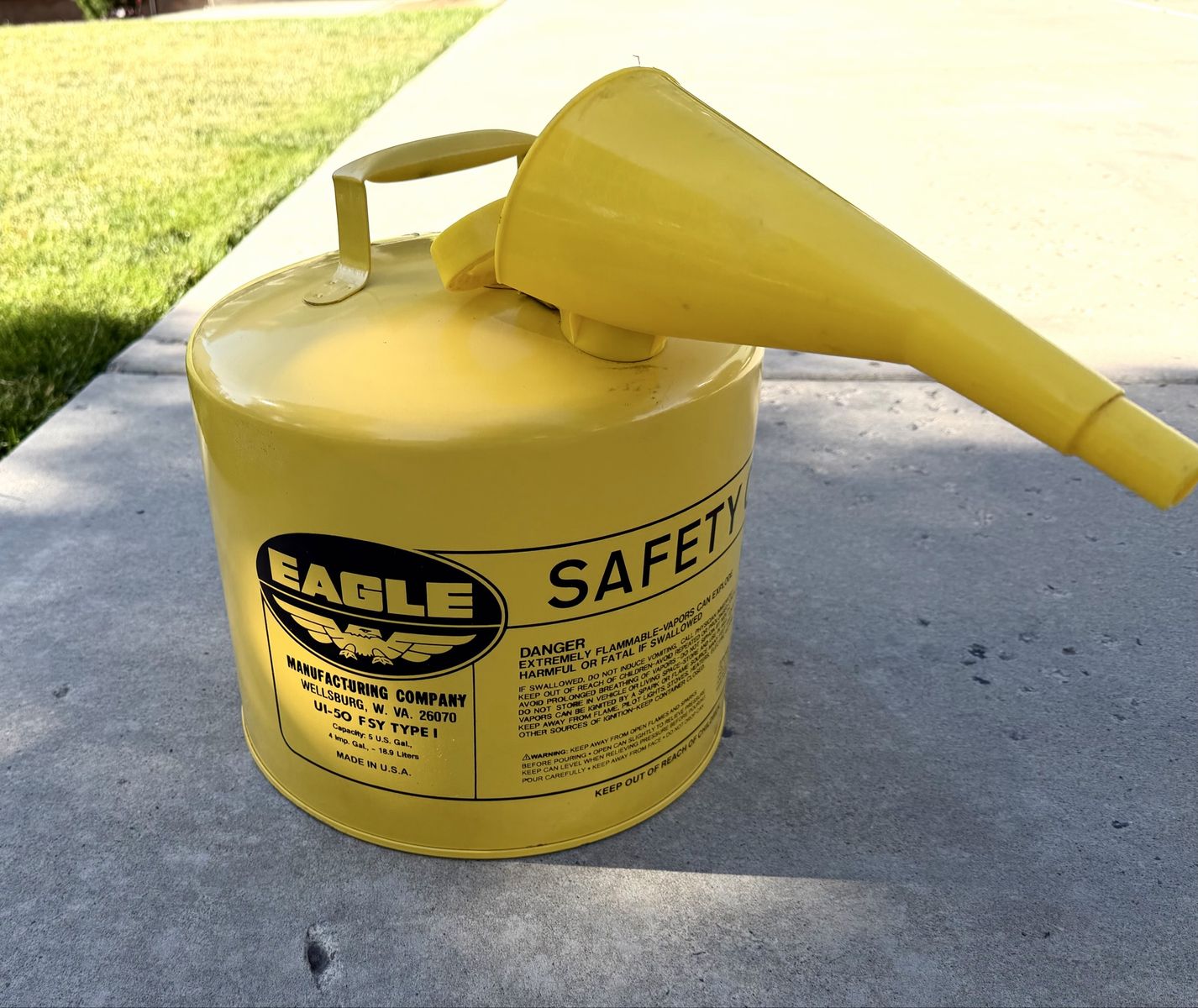 5 Gallon Eagle Safety Diesel Can