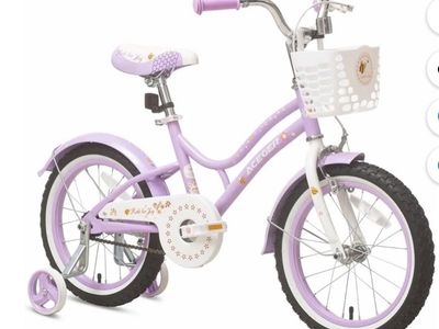 NEW ACEGER 16 Inch Bike with Basket and Training Wheels for Girls Ages 5-9, Purple