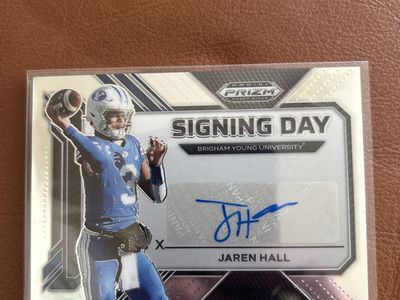 Jaren Hall 2022 Panini Prizm Draft Picks "Signing Day" Autograph BYU Cougars Football Card Certified Hand Signed Auto Rookie COA