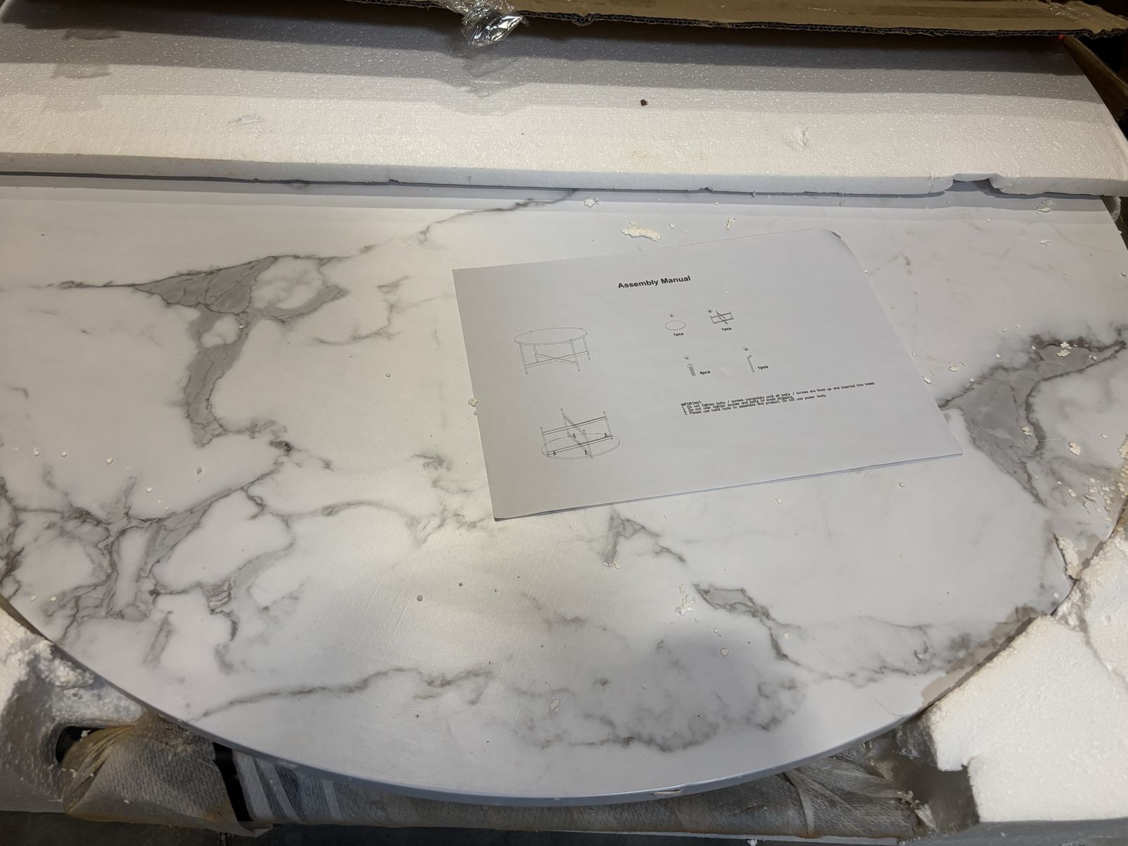 New Damaged Faux Marble Coffee Table