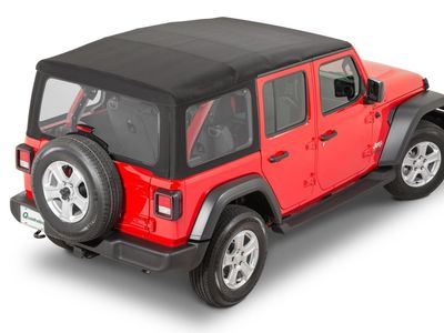 Mopar Black Acrylic Soft Top with Clear Windows for 2018-2026 JL Jeep Wrangler 4 Door 82215916