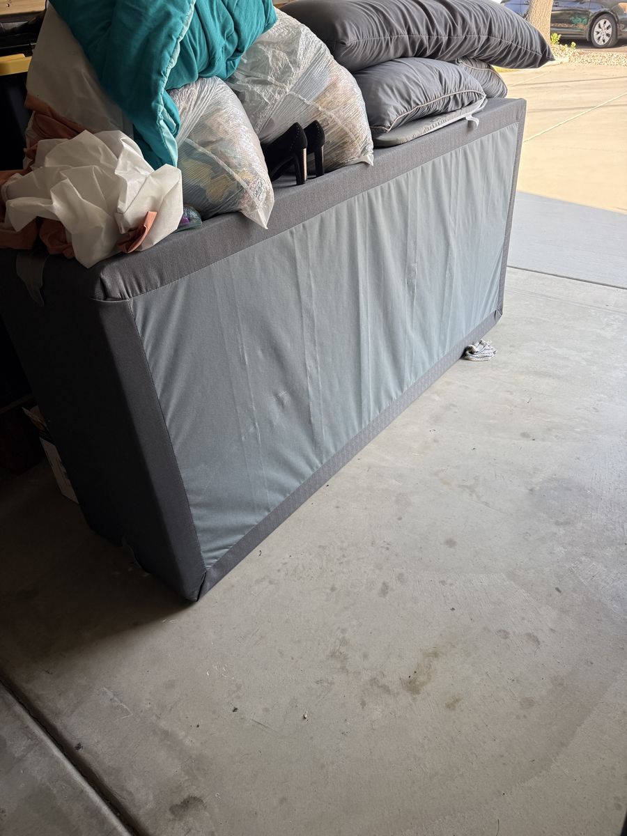 Upholstered Box Spring Mattress Foundation - Grey