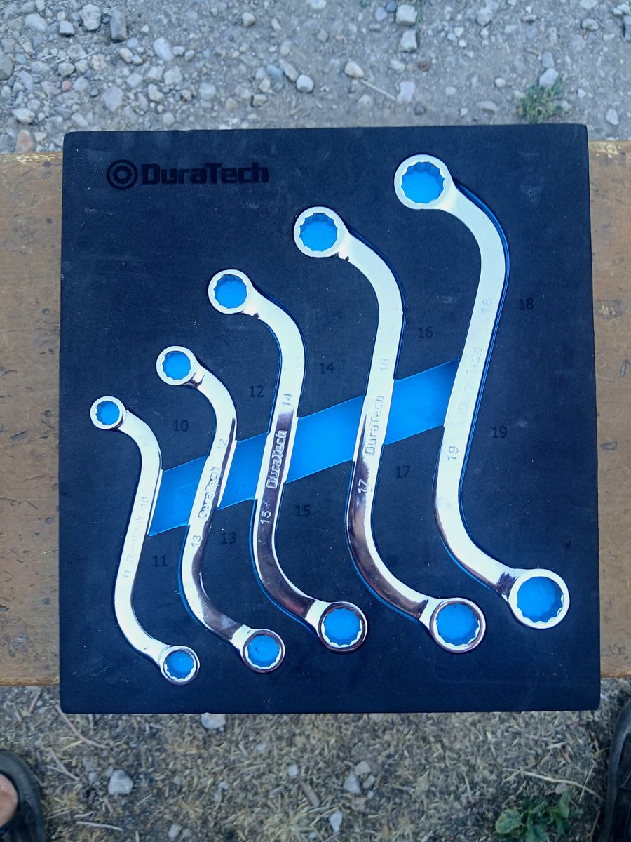DuraTech 5-Piece Metric S-Shape Double Box End Wrench Set with Foam Storage Tray