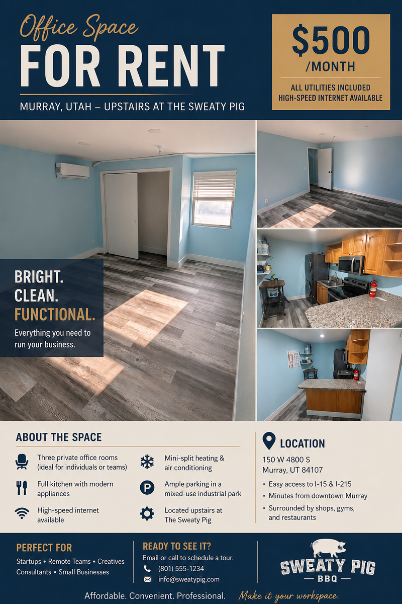 OFFICE / STUDIO SUITE FOR RENT – MURRAY, UT