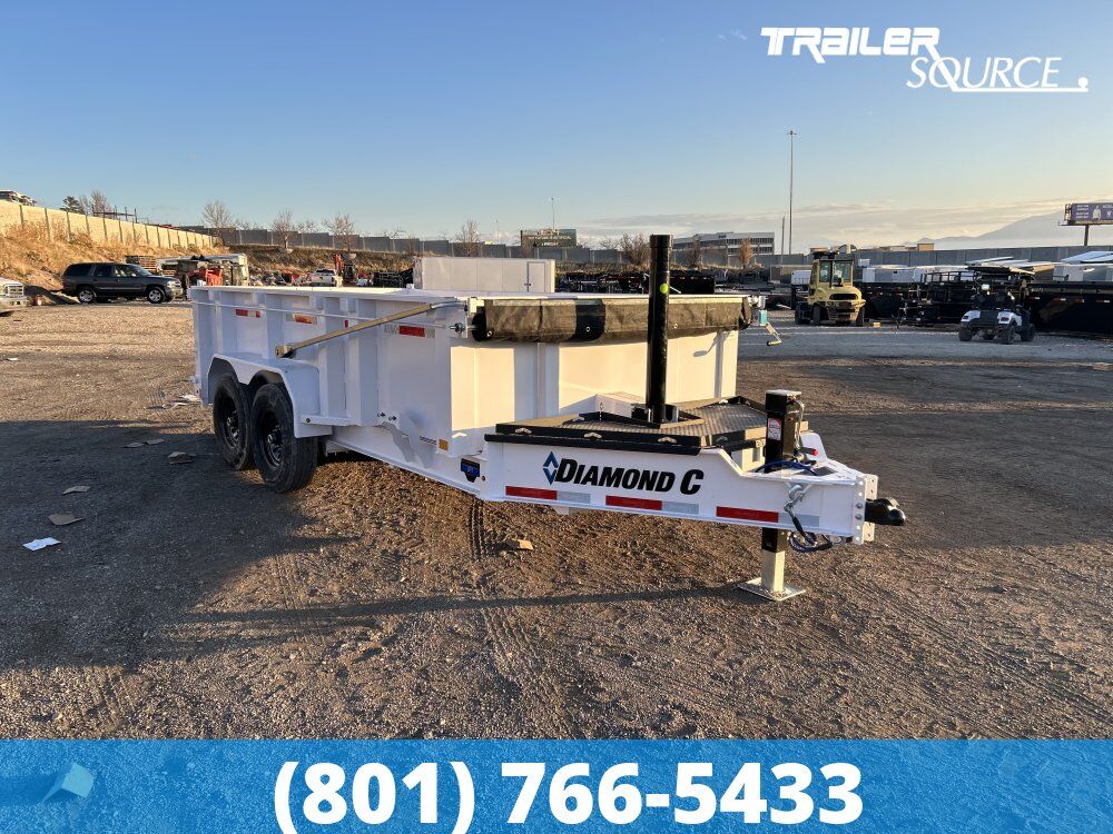 7x14 Diamond C LPT 207 Dump Trailer - 32" Sides - 15.5K GVWR - 14 Ply Tires, Long Arm Tarp
