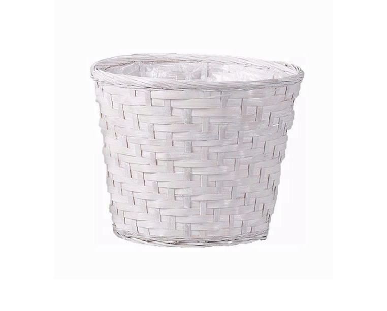 48-Pack of 8 inch Whitwash Bamboo Plant Baskets - New
