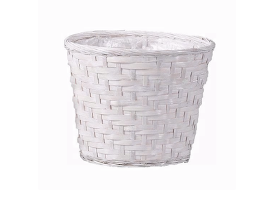 48-Pack of 8 inch Whitwash Bamboo Plant Baskets - New