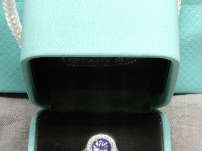 Tiffany & Co Tanzanite and Diamond Halo Legacy Platinum Ring