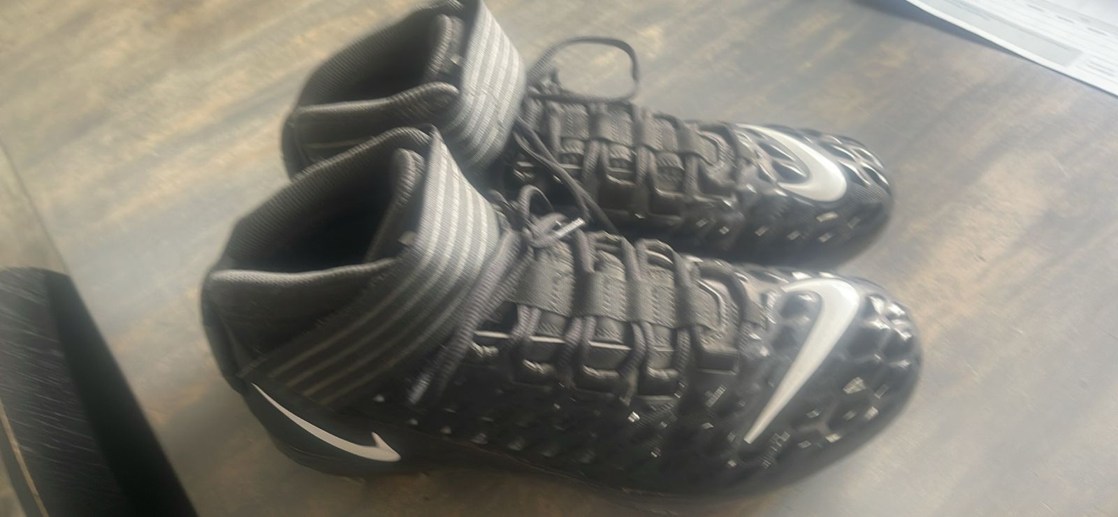 Nike Force Savage Pro Men's High Top Football Cleats Black Silver