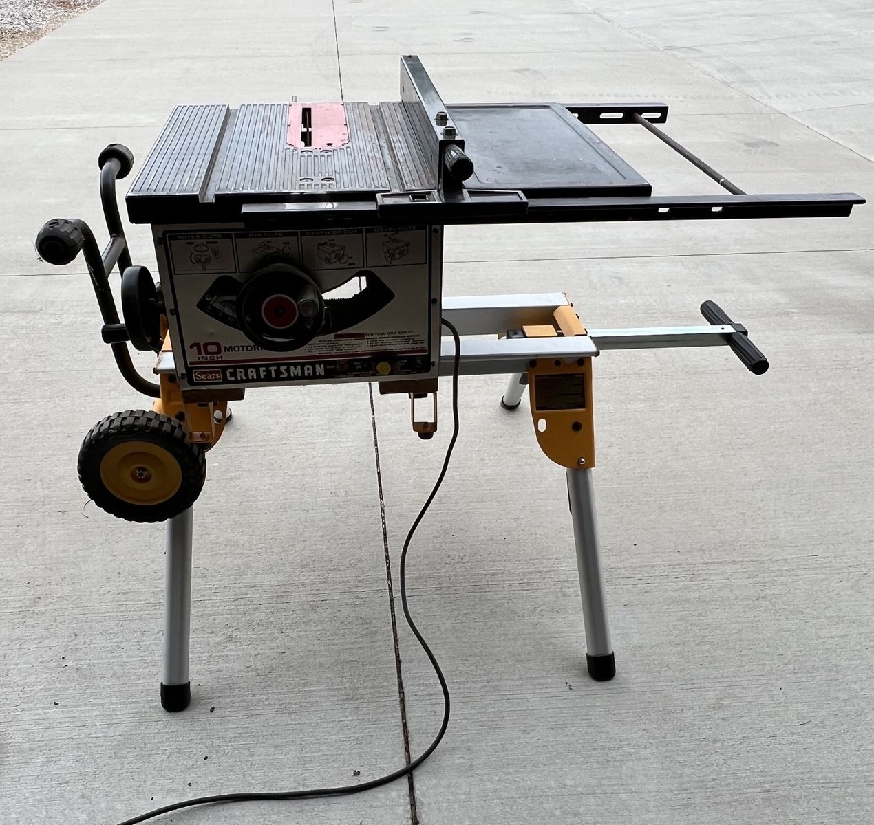 10" Sears Craftsman 113.295751 Table Saw with Dewalt Portable Stand - Used Woodworking Tool