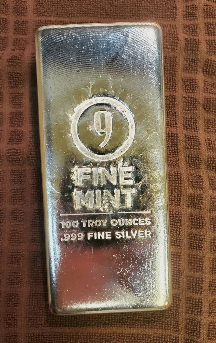 100 oz silver bar - 9Fine Mint