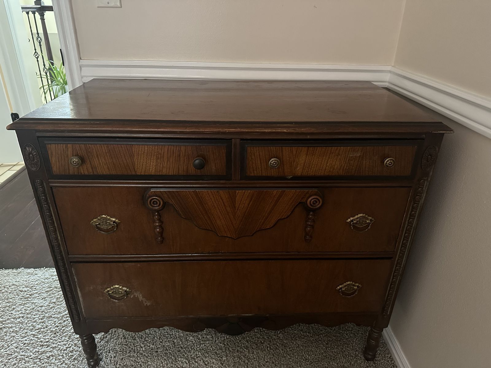 Solid Wood 4-Drawer Dresser / Chest – Vintage with Original Details