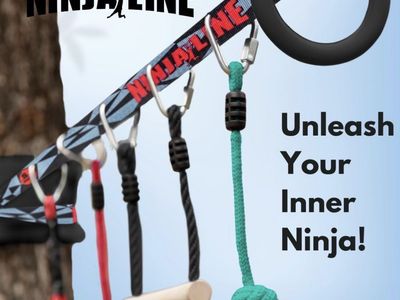 Slackers NinjaLine 36' Intro Kit with 7 Hanging Obstacles - Backyard Ninja Warrior Obstacle Course