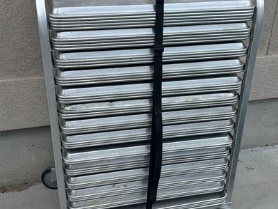 Commercial Bakery Sheet Pan Rack + 45 Full-Size Advance Tabco Aluminum Sheet Pans