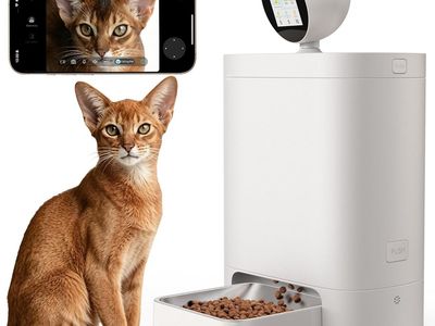 NEW Automatic Cat Feeder with Camera 360°, 2k HD Video Night Vision, AI-Powered G/2.4G Wi-Fi & 2-Way Audio, Smart APP Control