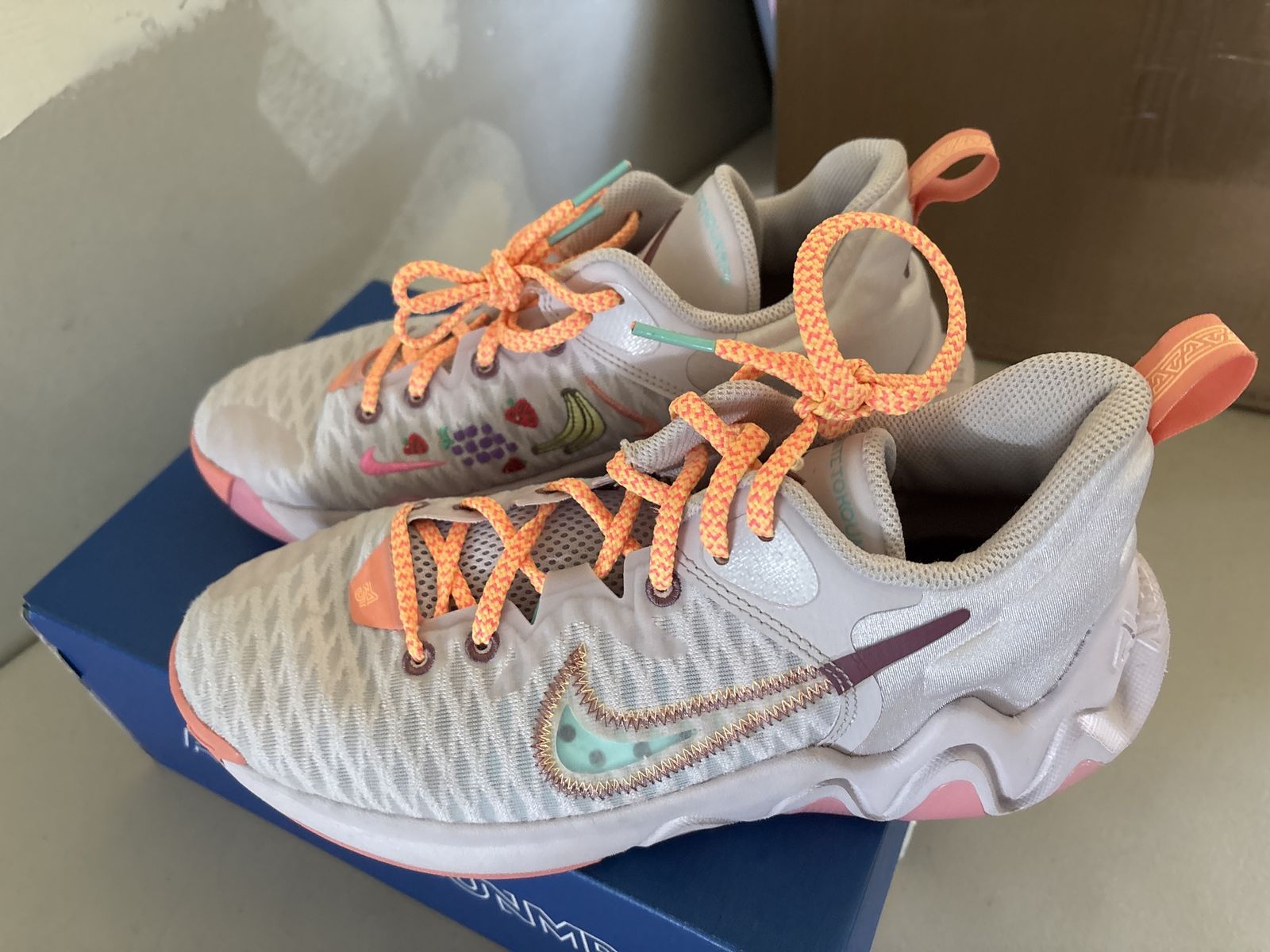 Nike Giannis Immortality 2 'Fruit' Basketball Shoes - Light Gray/Orange/Multi-Color Size 6.5Y
