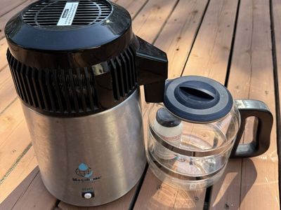 Megahome Countertop Water Distiller w/ Glass Carafe - Stainless Steel & Black