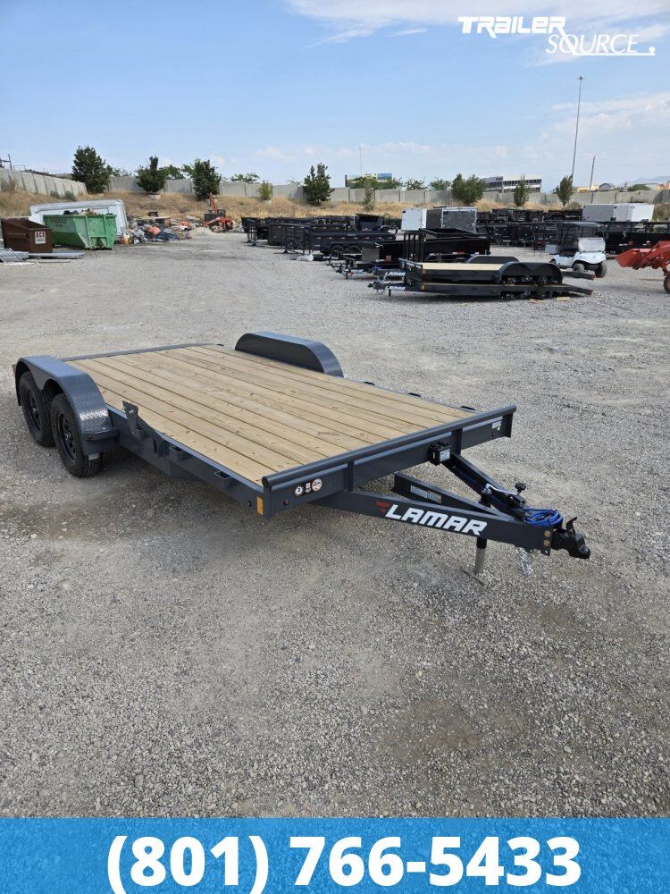 7x16 Lamar CE Flatbed Car Hauler Trailer - 7K GVWR