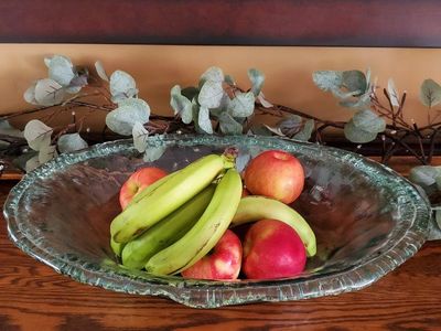 Large textured recycled glass bowl