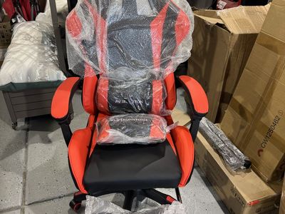 Mr Ironstone Red & Black Ergonomic Gaming Chair with massaging Lumbar Support and Footrest.
