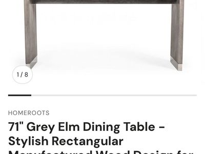 HOMEROOTS 71" Grey Elm Dining Table - Stylish Rectangular Manufactured Wood Design