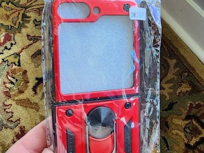Unopened Samsung Galaxy Z Flip 6 Phone Case - Red Heavy Duty Shockproof Cover with Ring Holder