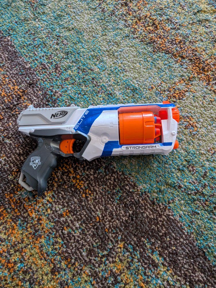 NERF Elite Strongarm Blaster Toy Gun - White/Blue/Orange