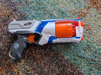 NERF Elite Strongarm Blaster Toy Gun - White/Blue/Orange