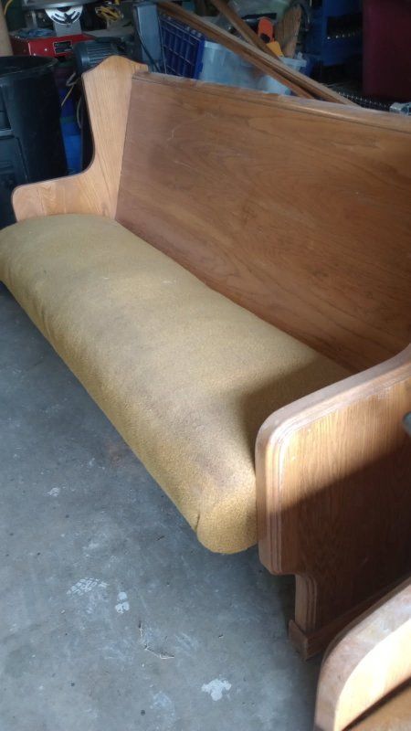 Vintage Solid Wood Church Pew Bench with Padded Seat - Rustic Farmhouse Seating