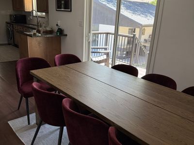 Large Wood Dining Table with Metal Legs - Modern Farmhouse Style, Seats 8-10