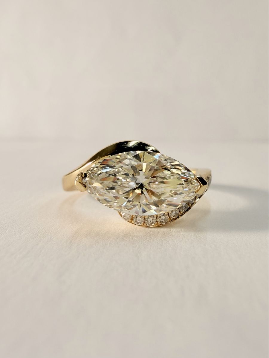 Bypass style Marquise Cut Lab Grown Diamond Ring
