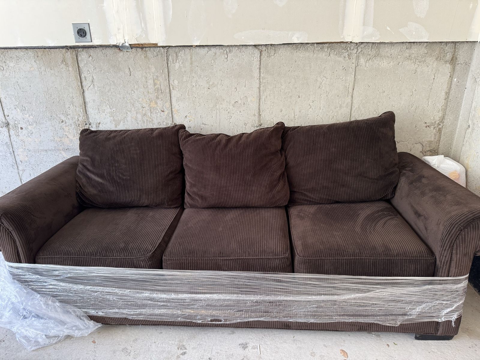 8 ft. Brown Corduroy Couch