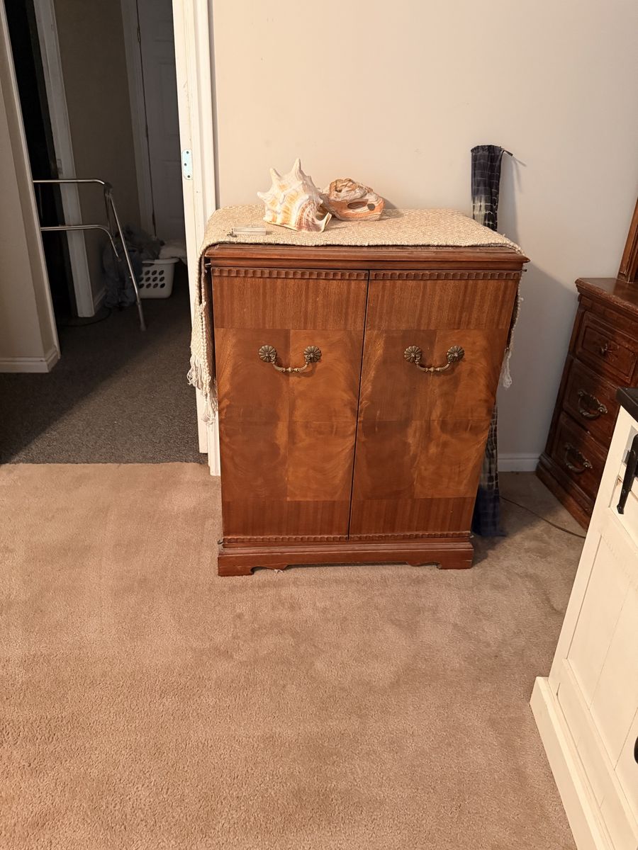 Vintage Wooden Cabinet - Ornate Hardware, Storage for Any Room