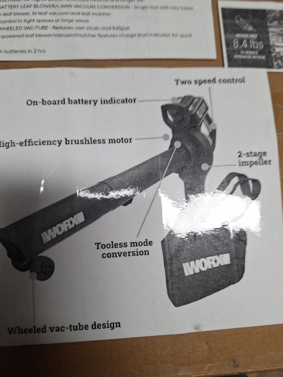 Worx 40 v leaf blower new