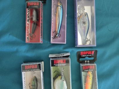Lot of 6 Assorted Rapala Fishing Lures in Original Packaging