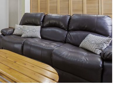 Genuine Top-Grain Leather Reclining Sofa – Excellent Condition!