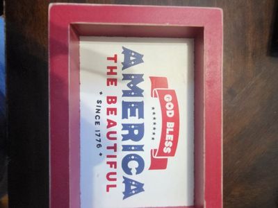 Red White Blue Wood Box Sign Decor - God Bless America The Beautiful Since 1776