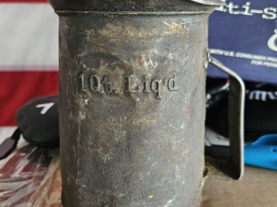 Vintage Antique Metal Liquid Pitcher Measure Cup 1 Qt Liq'd