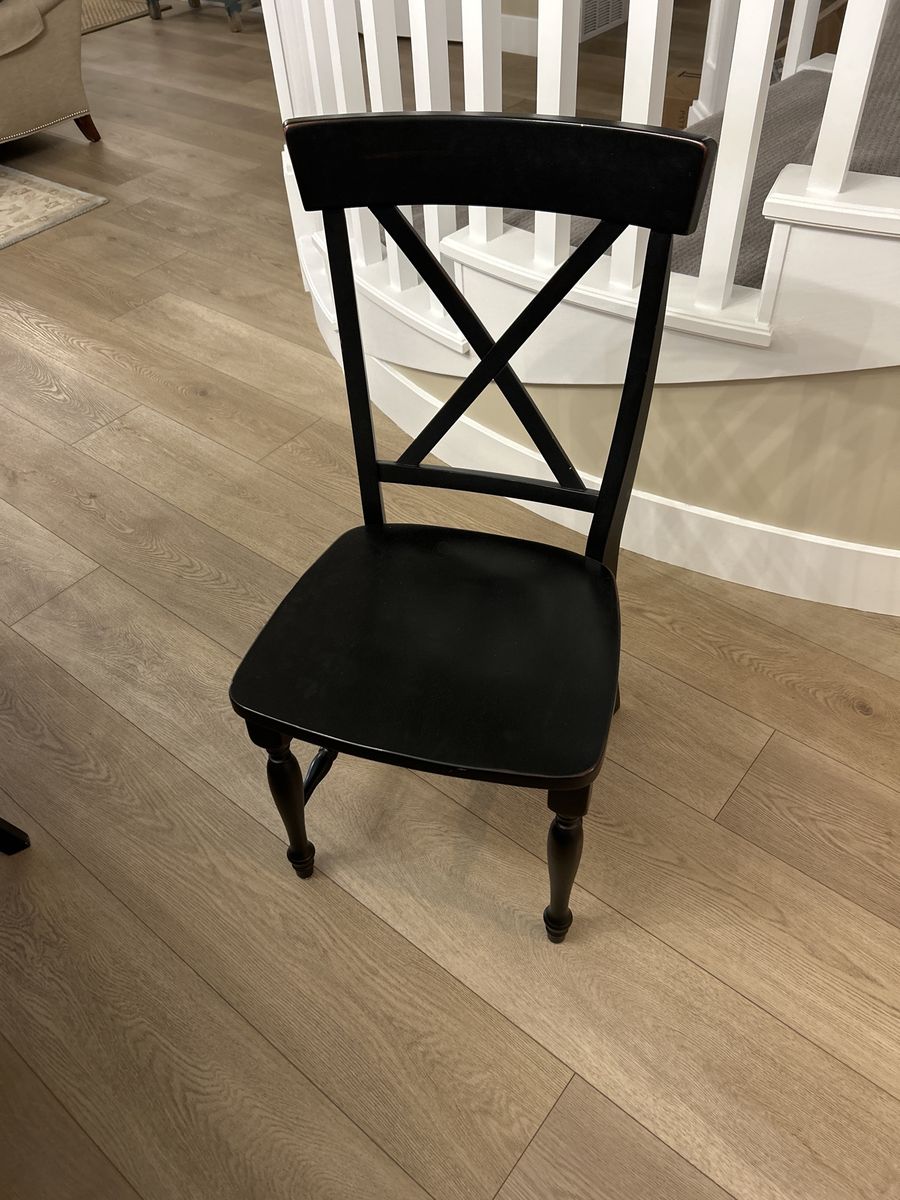 7 Black Wooden Dining Chair with X-Back Design - Sturdy and Stylish Seating