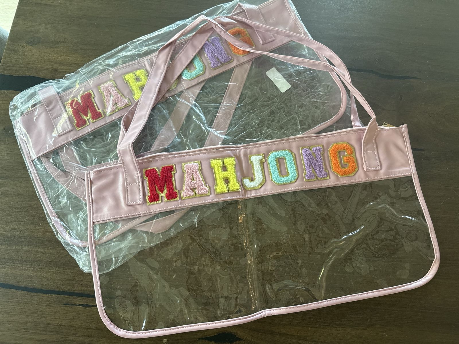Pink Clear Mahjong Tote Bag