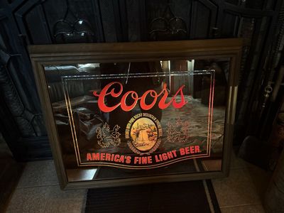 Vintage Coors Beer Lighted & Framed Mirror