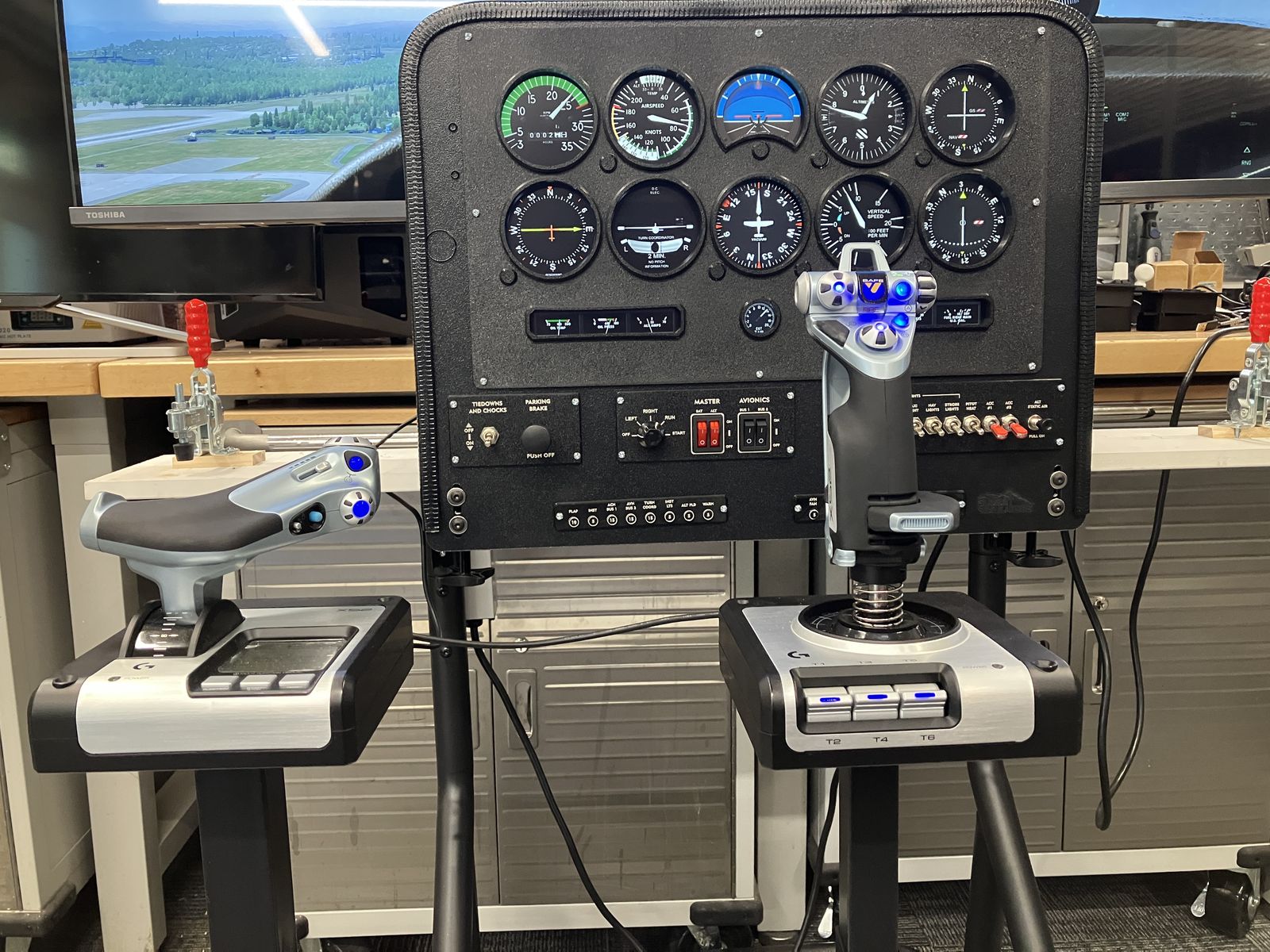 Compact Flight Simulator — Easy to setup simulator panel with Stick, Throttle, and Stand Kit