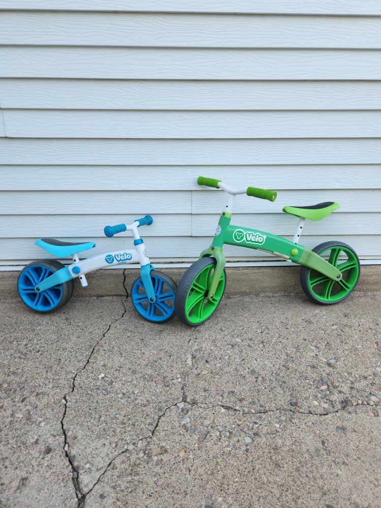 balance bike, velo, green, velo blue, junior, good condition 