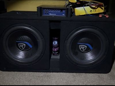 Rockville Dual Subwoofer Enclosure Box with Rockville dB Series dB12 Amplifier