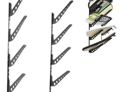 HIKULA 5 Board Surf/Wake/Snowboard Wall Rack Adjustable Steel Storage Hangers Black NEW