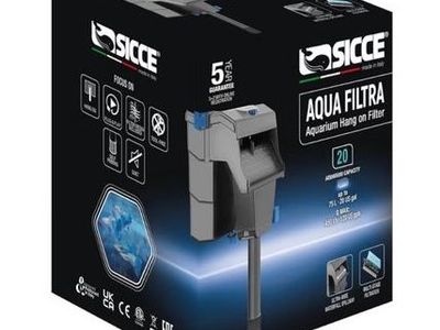 New Sicce Aqua Filtra 20 Hang On Back Aquarium Filter HOB Up to 20 Gallons
